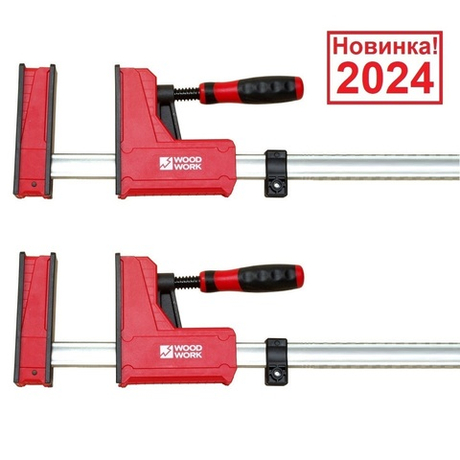 Новинка 2024! Комплект 2 шт Струбцина параллельная корпусная усиленная 400 х 95 мм, усилие 600 кг Woodwork PCH-4095
