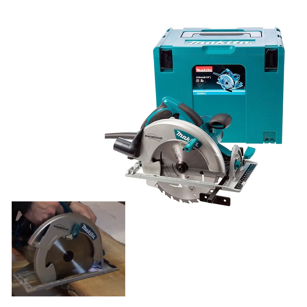 Новинка! Дисковая пила сетевая профессиональная Makita 220В 1,8 кВт Диск 210 / 30 мм, + Параллельный упор, Диск D-29050 в кейсе 5008MGJX2