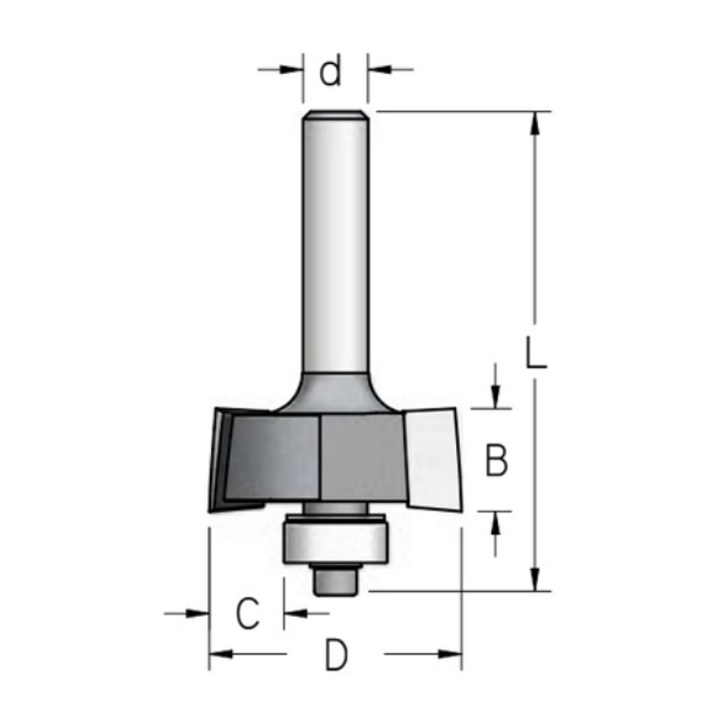 Новинка! Фреза четвертная Z 2  D 31,8  B 12 хвостовик 8 wp WoodPecker WPW  HE22095