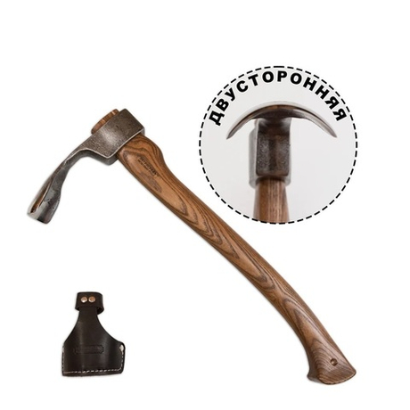 Новинка! Тесло плотницкое N 1 полукруглая РК, ДВУСТОРОННЯЯ заточка, топорище N 9 в чехле ПЕТРОГРАДЪ М00014219