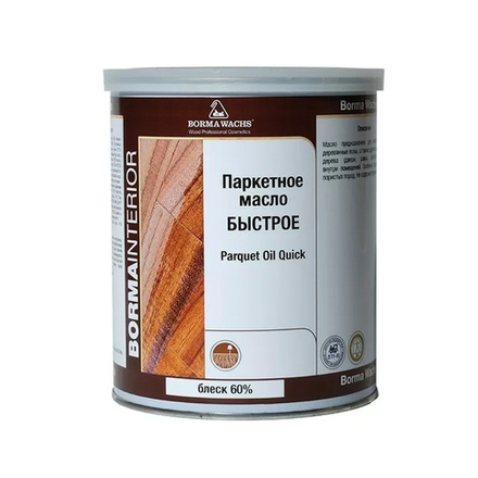Масло для паркета прозрачное финишное Быстрое блеск 60 процентов 1 л для внутренних работ Borma 4951-60
