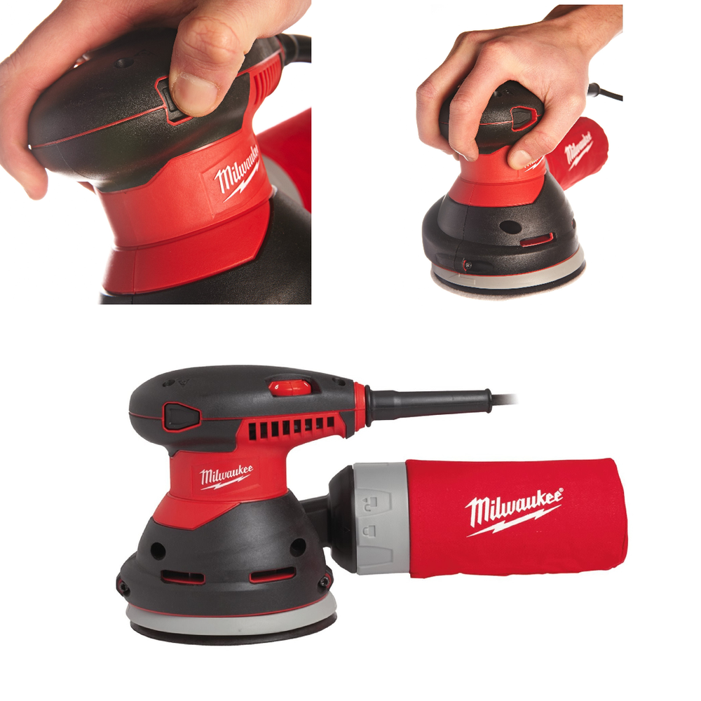 Новинка! Электрическая эксцентриковая шлифовальная машина ручная Milwaukee ROS 125 E 300 Вт эксцентриковая 125 мм 5", шлифовка дерева, металла, пластика, в сумке 4933433180