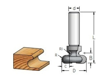 ХИТ! Фреза интегрированная ручка R 5,5 D 38 B 14,5 хвостовик 12 WPW RO38002