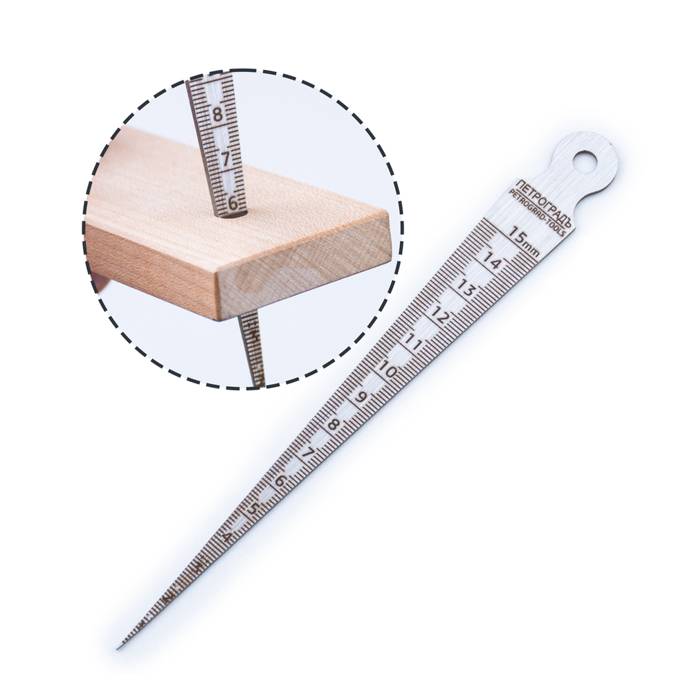 Новинка! Линейка конусная - щуп клиновой 150 мм ПЕТРОГРАДЪ предел измерений от 0 до 15 мм, нержавеющая сталь, для измерения ширины пазов, шпунтов и зазоров, диаметра отверстий М00025151