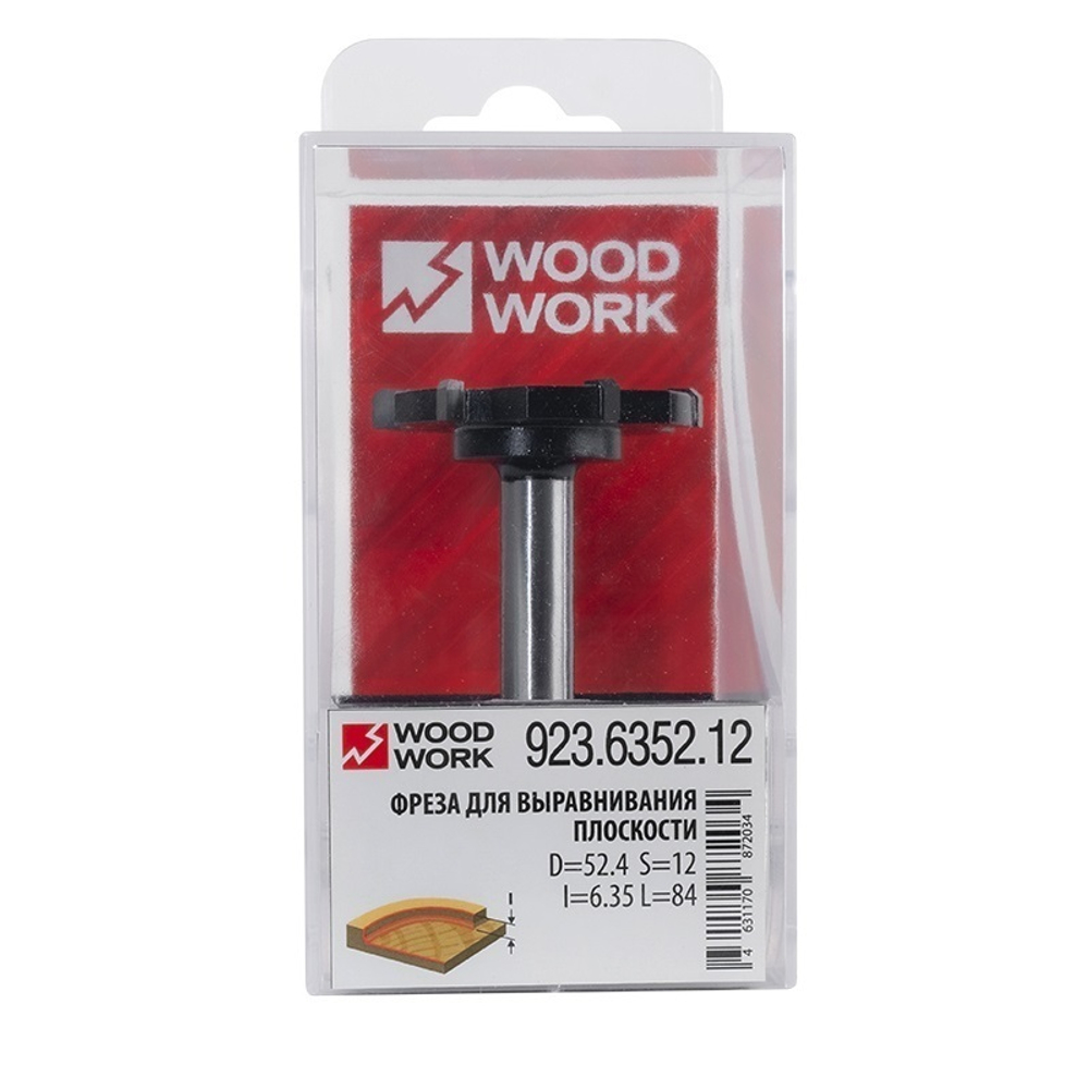 Новинка! Фреза для выравнивания плоскости и слэбов D 52,4  I 6,35  L 84  S 12 мм  Z 6 Woodwork 923.6352.12