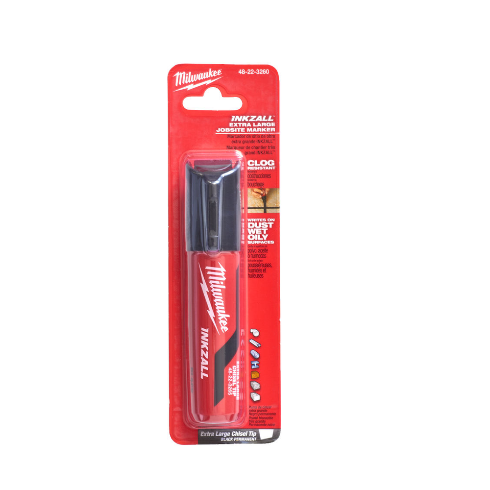 Новинка! Маркер строительный черный 1 шт СУПЕР БОЛЬШОЙ Milwaukee INKZALL Black XL Chisel Tip, для ОСП, бетона, деревянных, металлических, пластиковых и керамических поверхностей 4932471558