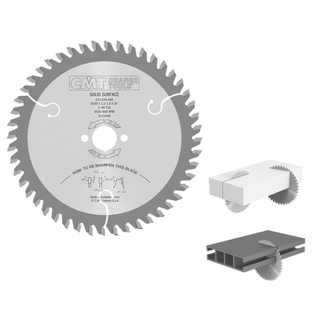 Новинка! Пильный диск для искусственного камня CMT Corian 160 x 2.2/1.6 x 20 Z=48 MTCG, великолепен для работ по толстому пластику 223.048.06H