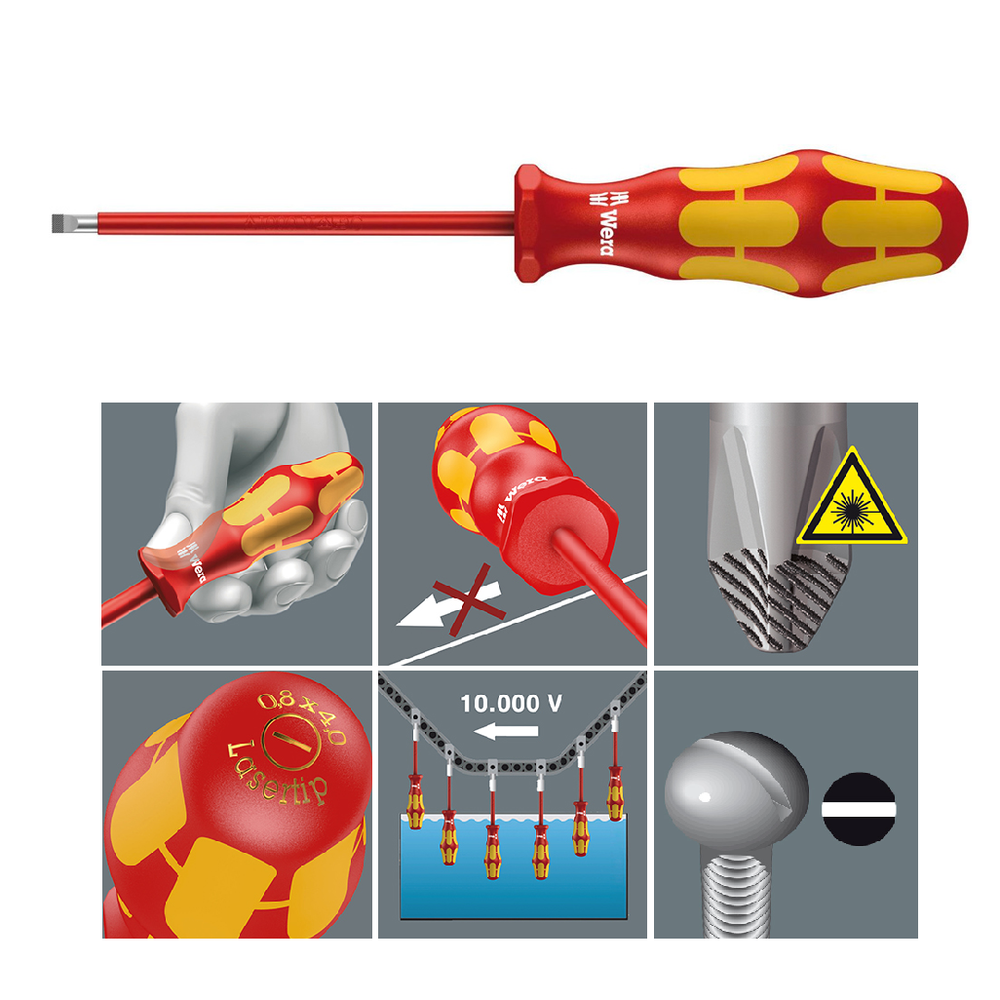 Новинка! Отвертка диэлектрическая шлицевая WERA Kraftform Plus 160 i VDE, 1.6 x 10 x 200 мм WE-006140