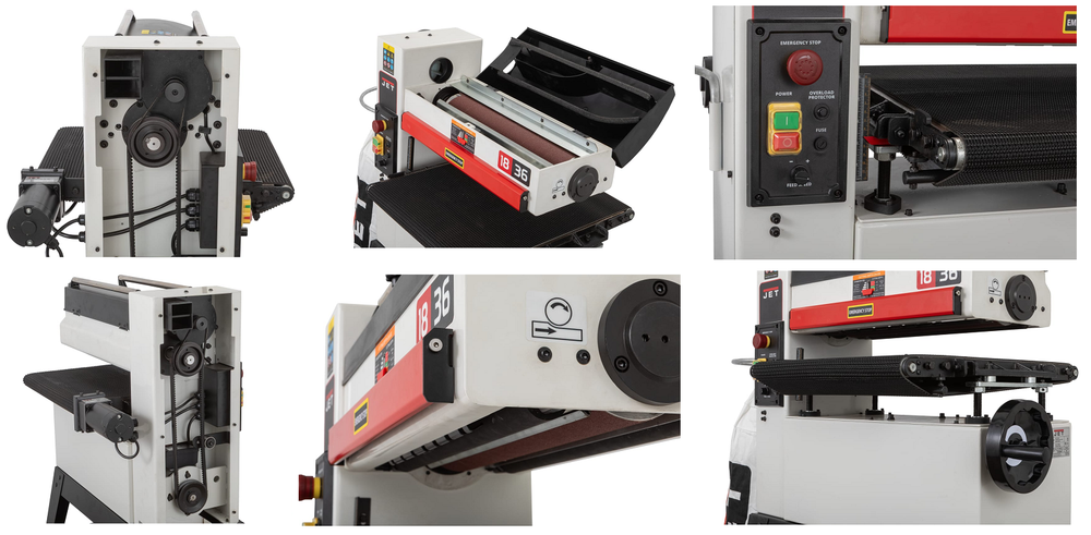 Новинка 2025! Барабанный шлифовальный станок JET JWDS-460-M 1,8 кВт 230 В, Ширина шлиф. ленты 76 мм, толщина заготовки 3-115 мм, Ширина области шлифования в 2 прохода 457 (914) мм JR009