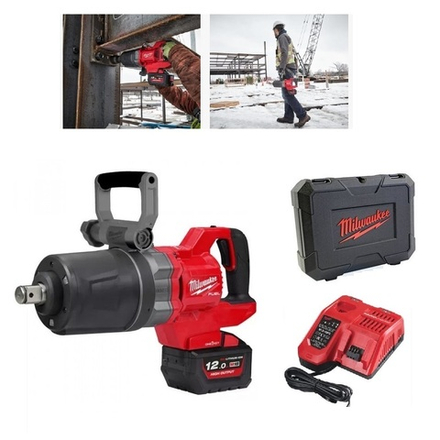 Комплект в кейсе M18 FUEL: Аккумуляторный высокомоментный ударный гайковерт ONEFHIWF1DS-121C плюс Аккумулятор HB 12.0 Ач и Быстрое зарядное устройство M12-18 FC MILWAUKEE 4933472072