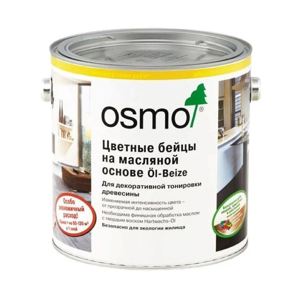 Цветные бейцы на масляной основе для тонирования деревянных полов Osmo 3541 Гавана 2,5 л Ol-Beize для внутренних работ 15100839