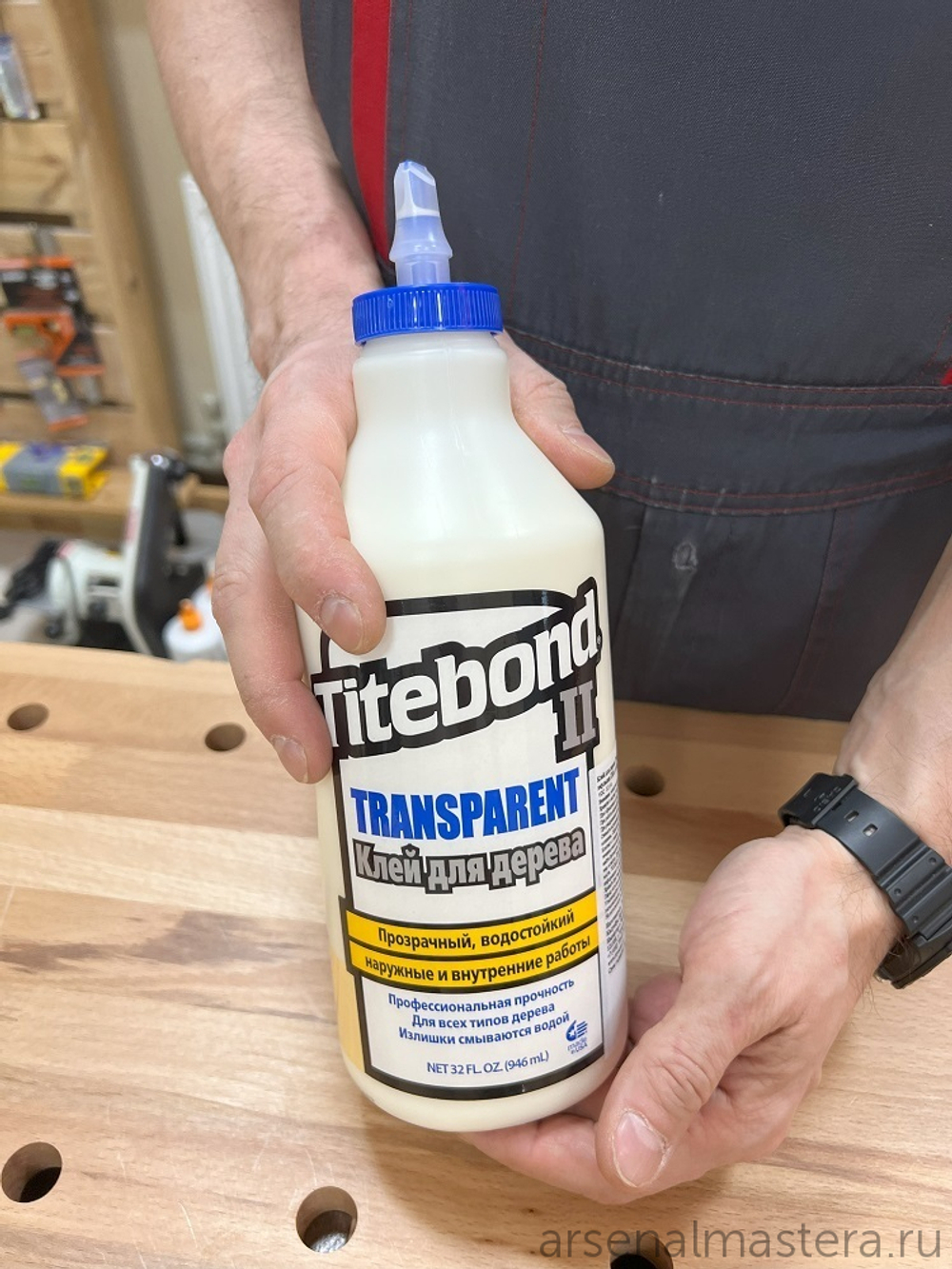 ХИТ! Клей столярный влагостойкий TITEBOND II Transparent Premium Wood Glue 1125 прозрачный 946 мл TB1125