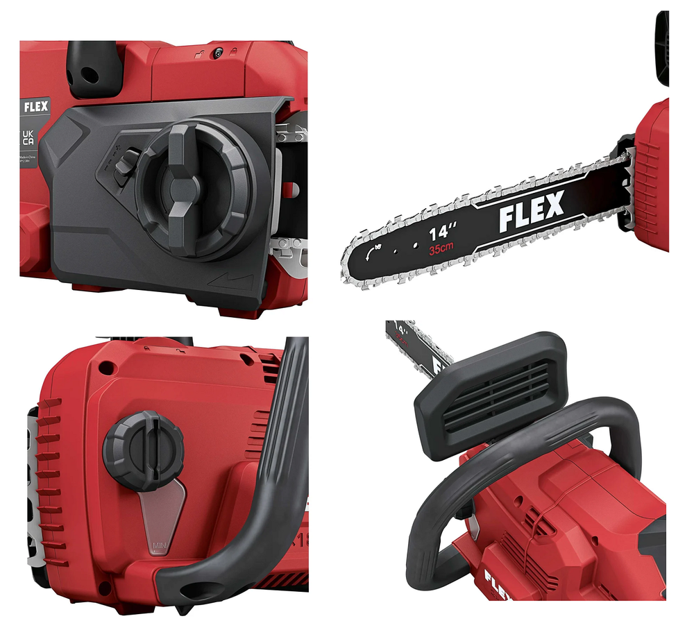 Новинка! Аккумуляторная цепная мощная пила FLEX GCS 35 2x18-EC для обрезки древесины толщиной 30 см 531276