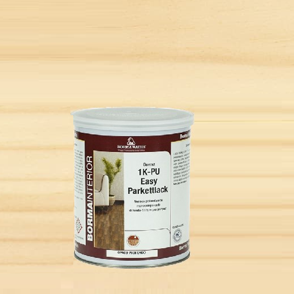 Новинка! Паркетный лак полиуретановый однокомпонентный самогрунтующийся Borma Easy Parkettlack 1K-PU, блеск 30 - 40% бесцветный матовый 1 л, для внутренних работ 4160-30.PU