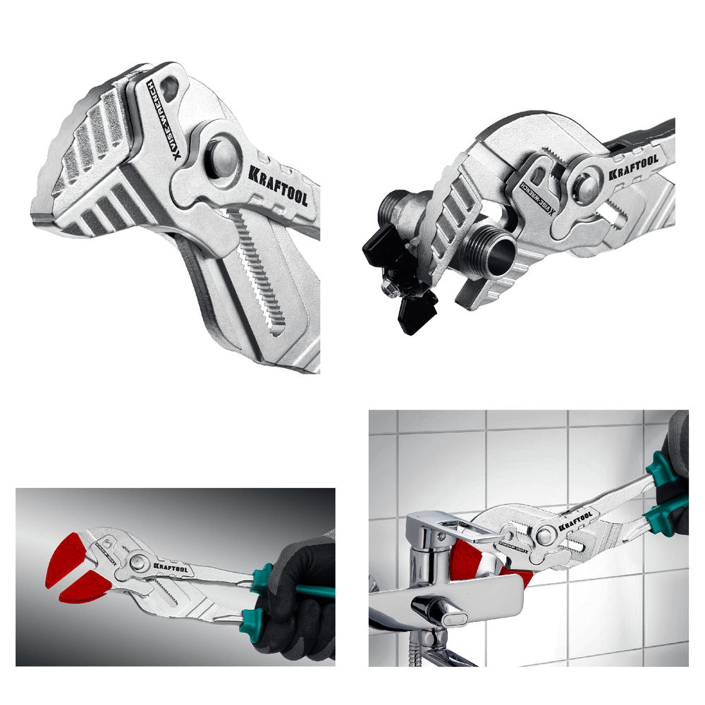 Новинка! Клещи переставные - гаечный ключ KRAFTOOL Vise-wrench 300 мм, 2-х компонентные рукоятки, быстрая настройка нажатием кнопки, принцип трещетки 22069