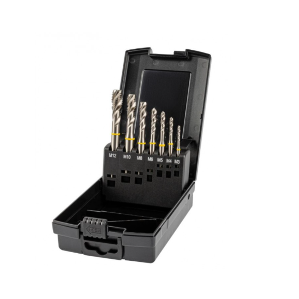 Новинка! Набор из 7 метчиков машинных ZALTAR YELLOW RING HSS-E, DIN 371/376, Тип C 35° RSP M3-12 ZA-05117