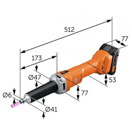 Комплект AGSZ 18-280 LBL Машина шлифовальная прямая аккумуляторная 18V230V50, Два аккумулятора, устройство для ускоренной зарядки ALG 50 в кейсе Fein 71230261000