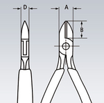 Кусачки боковые для электроники ESD 115 мм (БОКОРЕЗЫ) острая головка, 2-комп антистатические ручки 77 32 115 ESD KNIPEX KN-7732115ESD