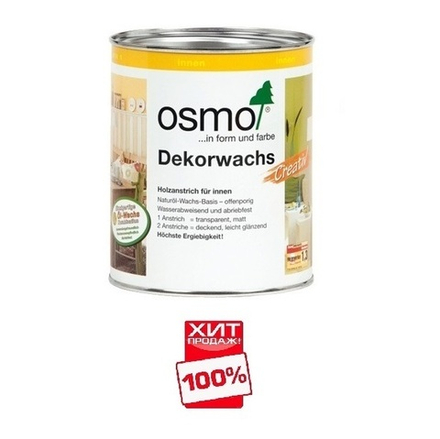ХИТ! Цветное масло для древесины Osmo 3186 Белое матовое 0,75 л Dekorwachs Intensive Tone для внутренних работ Osmo-3186-0.75 10100409