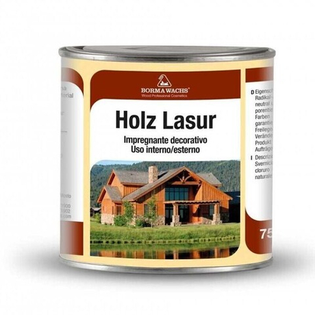 АКЦИЯ МАЙ 2025! Декоративная ВОСКОВАЯ лазурь / Масло для фасадов Borma Holzwachs Lasur 750 мл 3320 цвет 50 Белый для наружных и внутренних работ R3320-1