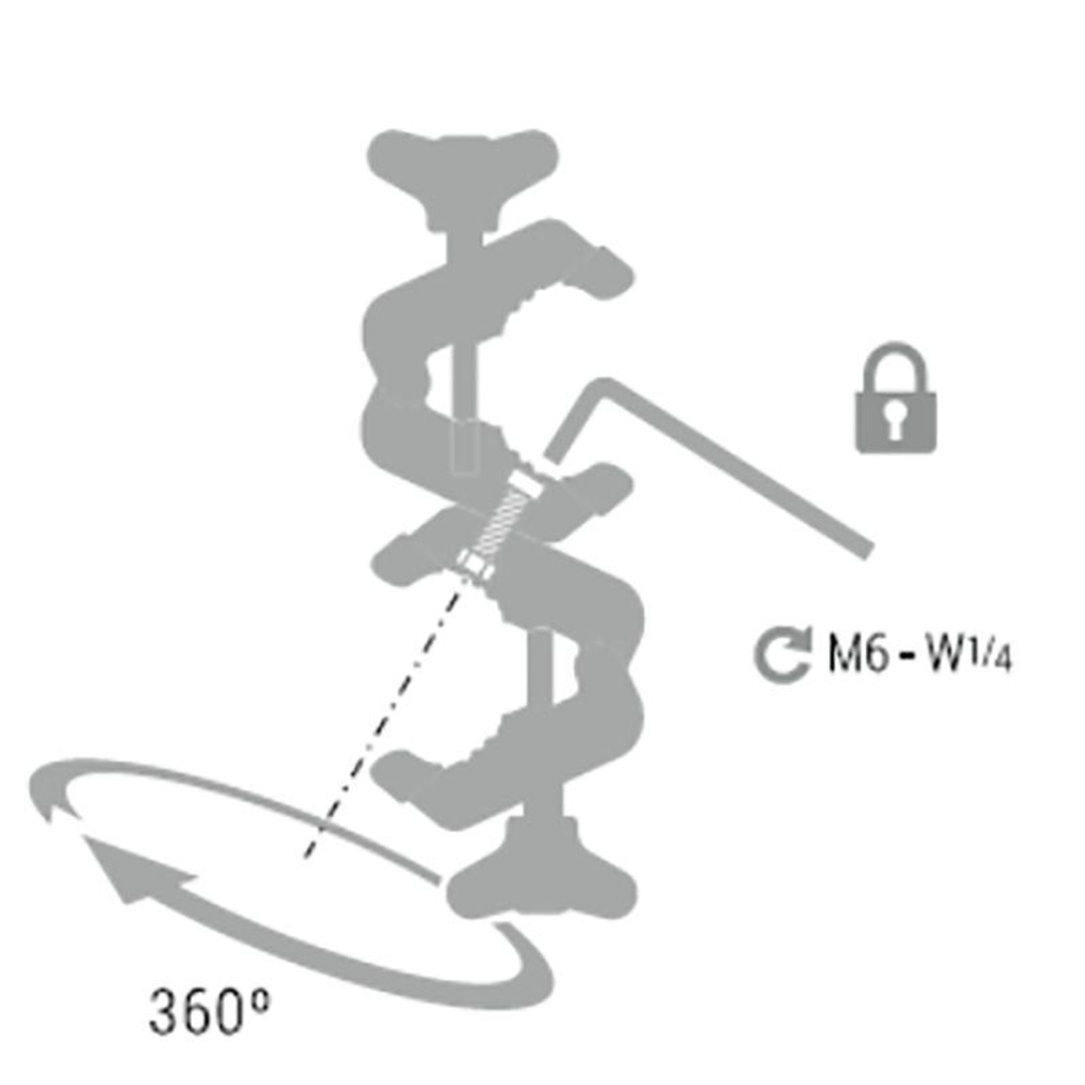 ХИТ! Зажим MultiClamp двойной поворотный (красный / черный) Piher 34055 М00012256