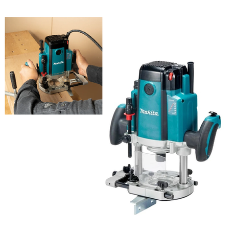 Новинка! Фрезер погружной сетевой мощный Makita 2,1 кВт, 9000-22000 об/мин, для вырезания пазов и выемок в дереве, гипсокартоне, композитных материалах RP2303FC02