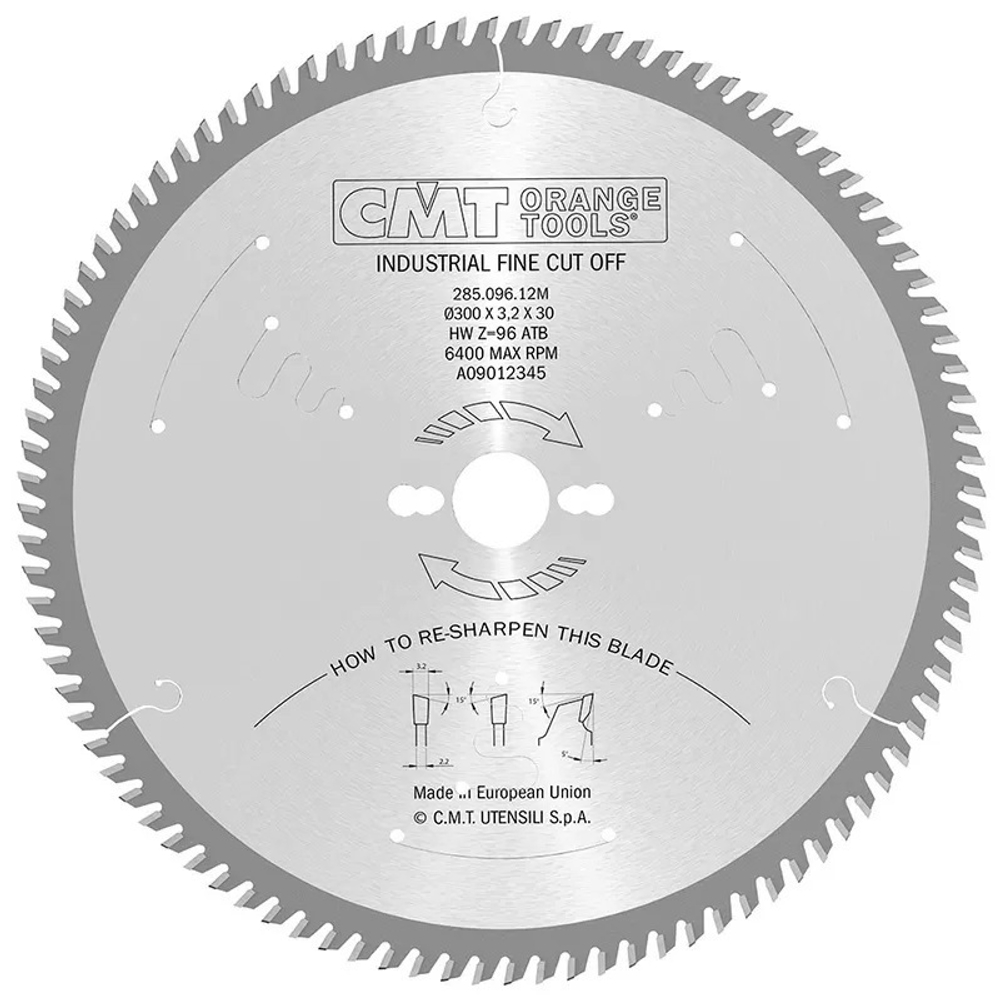 Новинка! Диск пильный поперечное пиление 300 x 30 x 3,2 / 2,2 5 гр 15 гр ATB Z 96 CMT 285.096.12M