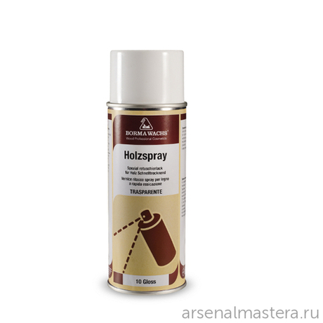 Лак спрей акриловый Holzspray 60 процентов блеск 400 мл для внутреннего и наружного применения Borma 0613