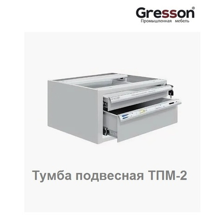 Тумба металлическая подвесная ТПМ 490 х 580 х 233 имеет 1 ящик: 45 х 400 х 505 мм, 1 ящик — 110 х 400 х 505 мм Gresson ТПМ-2