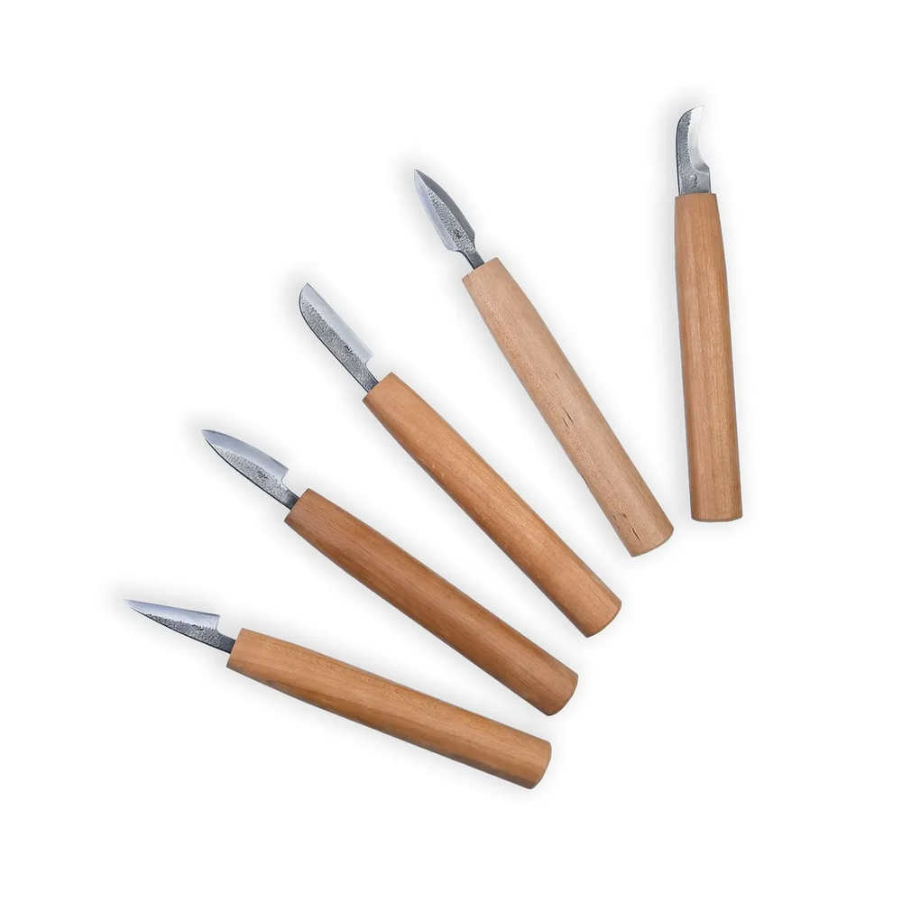 Набор японских резцов 5 шт Akira El-5 для резьбы мелких деталей и геометрической резьбы в деревянной коробке Miki Tool MT El-5 М00013142