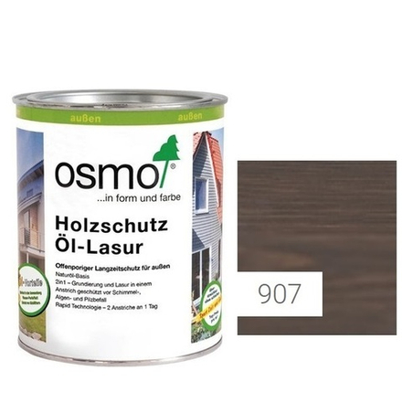 Защитное масло - лазурь для древесины для наружных работ OSMO 907 Серый кварц 0,75 л Holzschutz Ol-Lasur 12100284