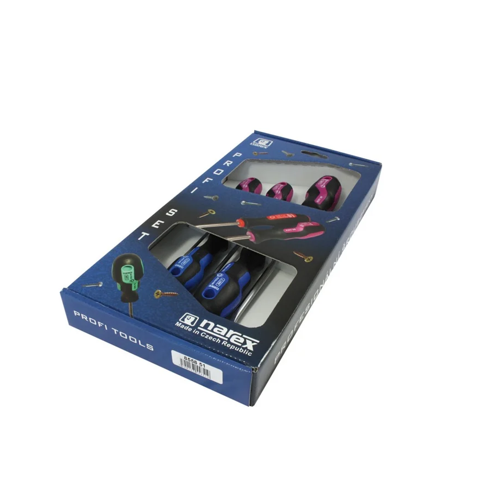 Новинка! Набор из 5 отверток NAREX S Line Profi, шлиц 3 шт, PZ 2 шт 8558 51 в коробке 855851