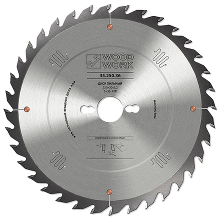 Пильный диск универсальный SUPERIOR 250 х 3.2 х 30H х 36T Woodwork 35.250.36