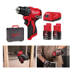 Новинка! Комплект в кейсе M12 BLDDRC-202C: Аккумуляторная дрель - шуруповерт MILWAUKEE BLDDRC-0 ПЛЮС 2 аккумулятора B2 2.0 Ач и зарядное устройство C12 C 4933499686