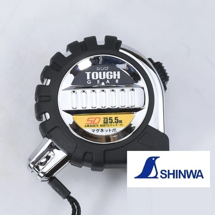 Рулетка длина 5.5 м ширина 25 мм с магнитным зацепом с петлей Shinwa Tough Gear SD М00021645