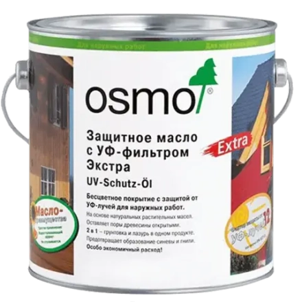 Защитное масло с УФ-фильтром Экстра Osmo 420 бесцветное шелковисто-матовое 25 л UV-Schutz-Ol Extra для наружных работ Osmo-420-25 11600029