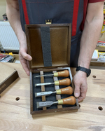 ЦЕНЫ НИЖЕ ХИТ! Набор столярных коротких стамесок Narex Wood Line Plus в деревянном кейсе 4 шт 6, 12, 20, 26 мм 853750