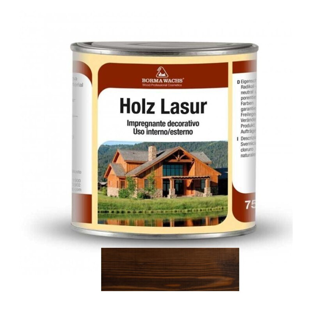 АКЦИЯ ИЮНЬ 2025! Декоративная ВОСКОВАЯ лазурь / Масло для фасадов Holzwachs Lasur 750 мл 3320 цвет 146 венге для наружных и внутренних работ Borma R3320-15