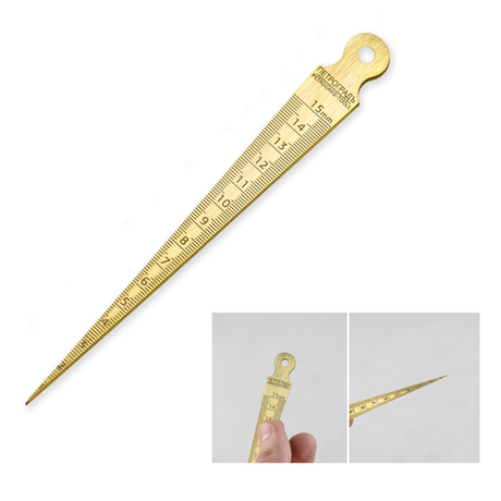 Новинка! Линейка конусная латунная - щуп клиновой 150 мм ПЕТРОГРАДЪ предел измерений от 0 до 15 мм, для измерения ширины пазов, шпунтов и зазоров, диаметра отверстий М00023117
