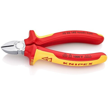 Кусачки VDE 140 мм (БОКОРЕЗЫ), хром, 2-комп диэлектрические ручки, 70 06 140 SB KNIPEX KN-7006140SB