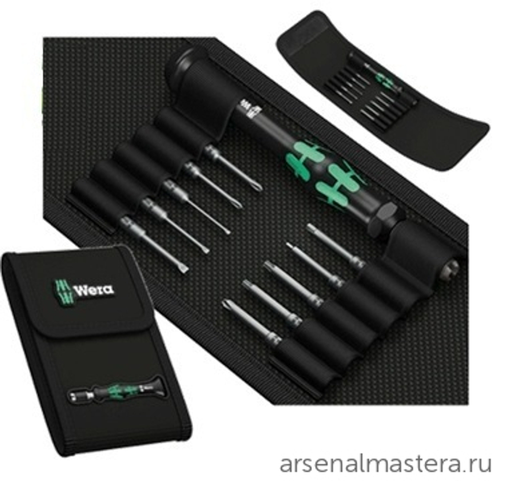 АКЦИЯ WERA! Набор 11 предметов БИТЫ прецизионные и рукоятки-битодержателя, хвостовик Halfmoon / HIOS 4 мм Kraftform Kompakt Micro 11 Universal 1 WERA WE-135938