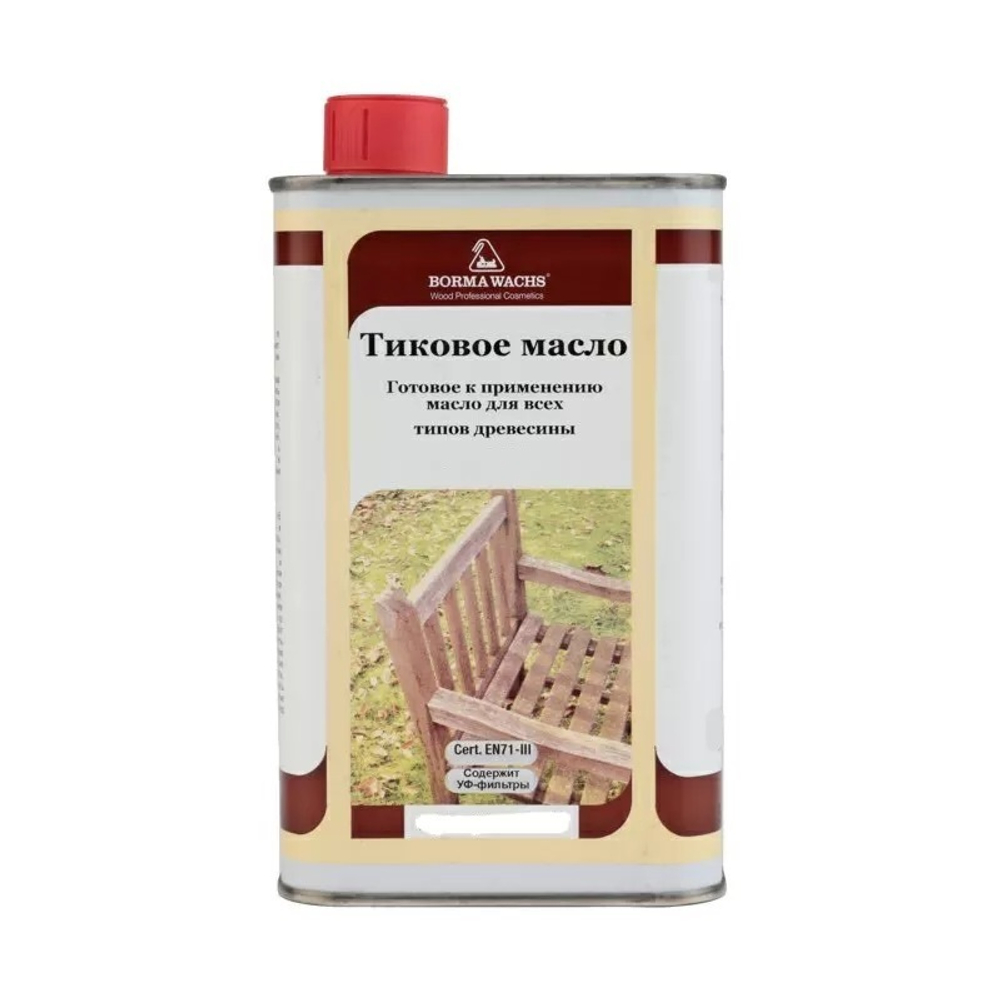 Новинка! Масло тиковое (тара 1 л) для внутренних и наружных работ бесцветное TEAK OIL Borma EN0361