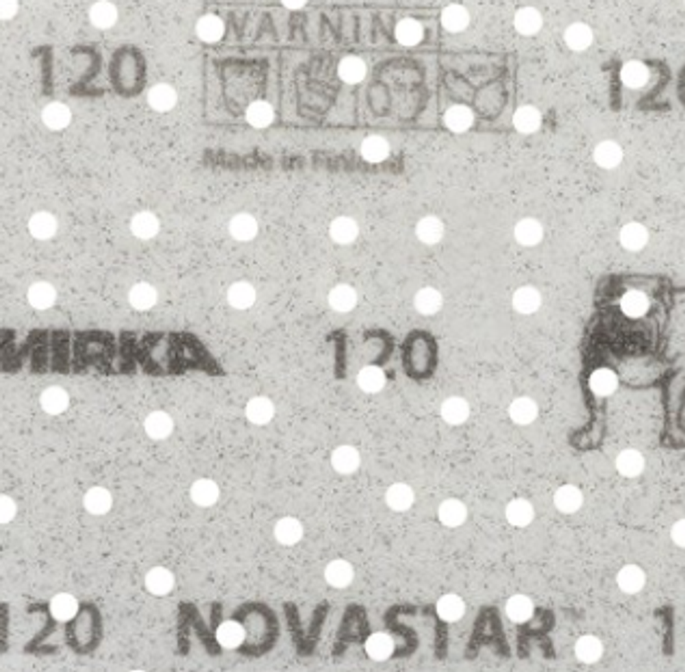 ХИТ! Комплект 100 шт Премиальный шлифабразив на прочной пленочной основе Mirka Novastar 150 мм 121 отверстий Р 180 в FG6CH09918