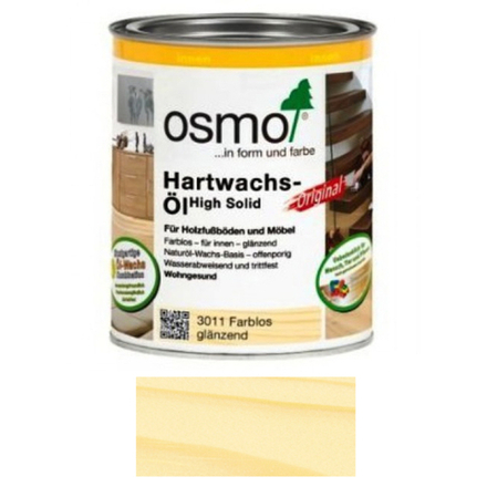 Масло с твердым воском Osmo 3011 Бесцветное глянцевое 0,75 л Hartwachs-Ol Original для внутренних работ Osmo-3011-0,75 10300162
