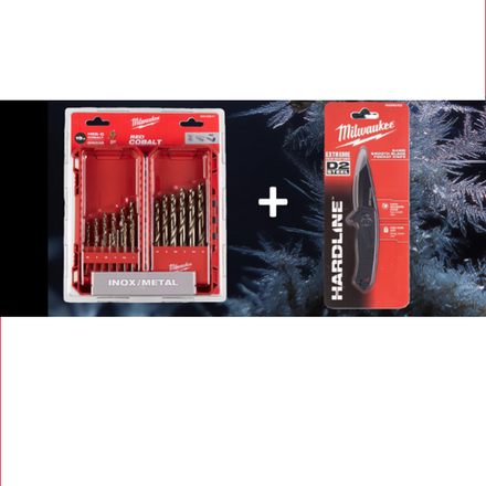 ВМЕСТЕ ВЫГОДНЕЕ! Комплект Набор сверл по металлу 19 шт 4932493867 плюс Нож складной выкидной 4932492452 MILWAUKEE ACC2511007