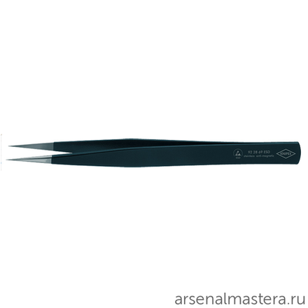 ХИТ! Пинцет универсальный ESD, нерж, 120 мм, гладкие прямые игловидные губки KNIPEX KN-922869ESD