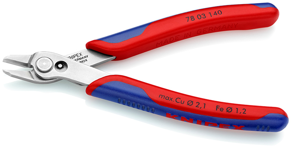 Бокорезы прецизионные 140 мм (Кусачки для электроники) Electronic Super Knips XL, нерж., 2-комп ручки 78 03 140 KNIPEX KN-7803140