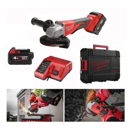 УДОБНЫЙ КОМПЛЕКТ! В кейсе M18 BLSAG125X-402X: Аккумуляторная углошлифовальная машина (УШМ, Болгарка), 2 Аккумулятора B4 4.0 Ач, Зарядное устройство M12-18 C-1 Milwaukee 4933492644