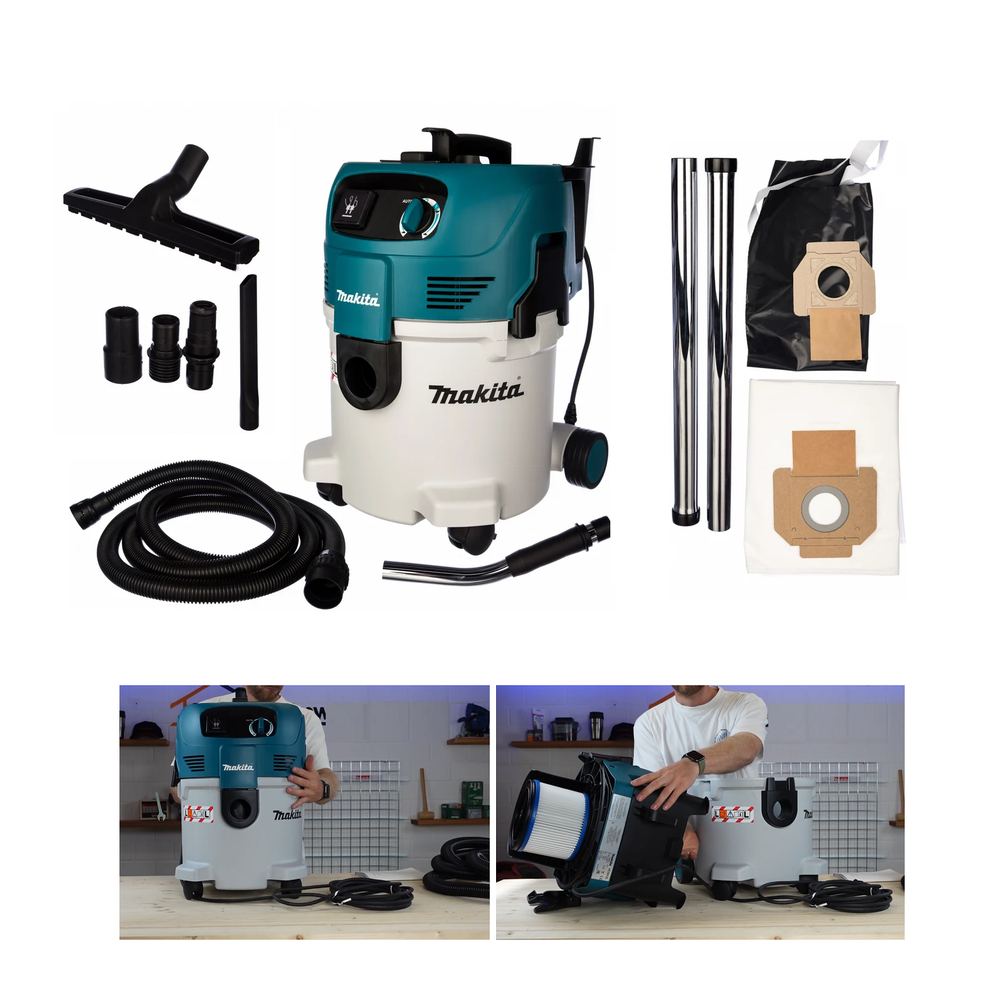 Новинка! Пылесос профессиональный строительный Makita VC 3012L 1,5 кВт 24/19 л, L-класса, для сухой и влажной уборки. Может работать в паре с электроинструментом мощностью до 2400 Вт VC3012L