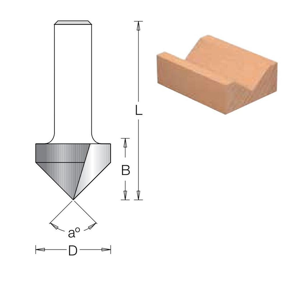 Фреза пазовая V-образная DIMAR 31,8 x 25,4 x 63,5 x 12 угол 90 1050229